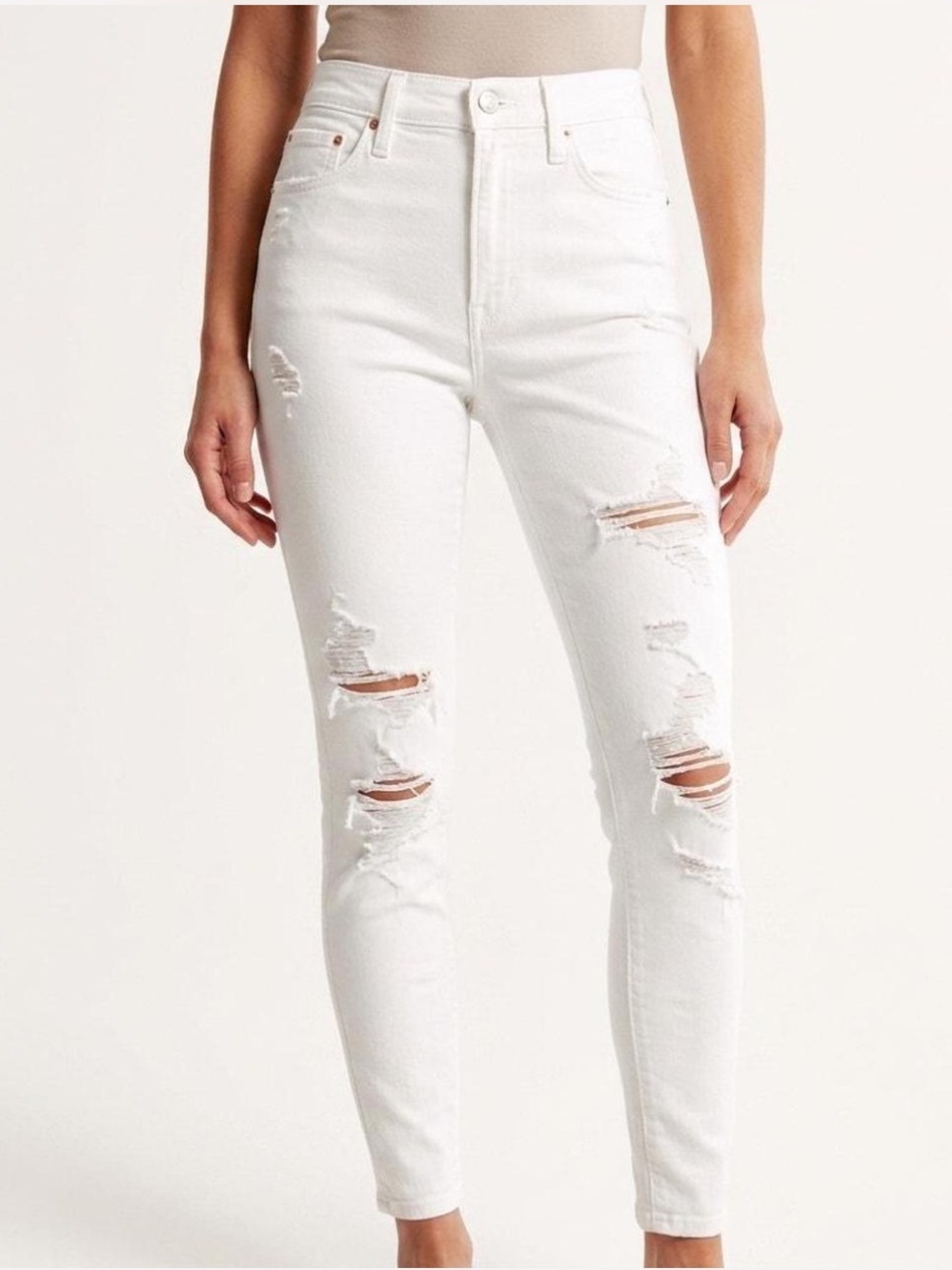 Abercrombie High Rise Super Skinny Distressed Jeans